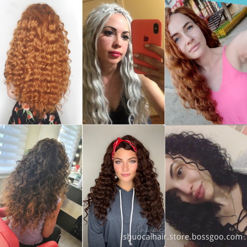 Deep Wave Crochet Braids Hair High Temperature Synthetic Braiding Hair Brown Red Color Bulk Braids Hair Extensions